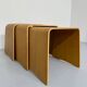 Set of 3 nesting coffee tables in thermoformed wood, 80s design