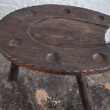 Brutalist hand-carved horse-shoe shaped gaming / coffee table, 1960s