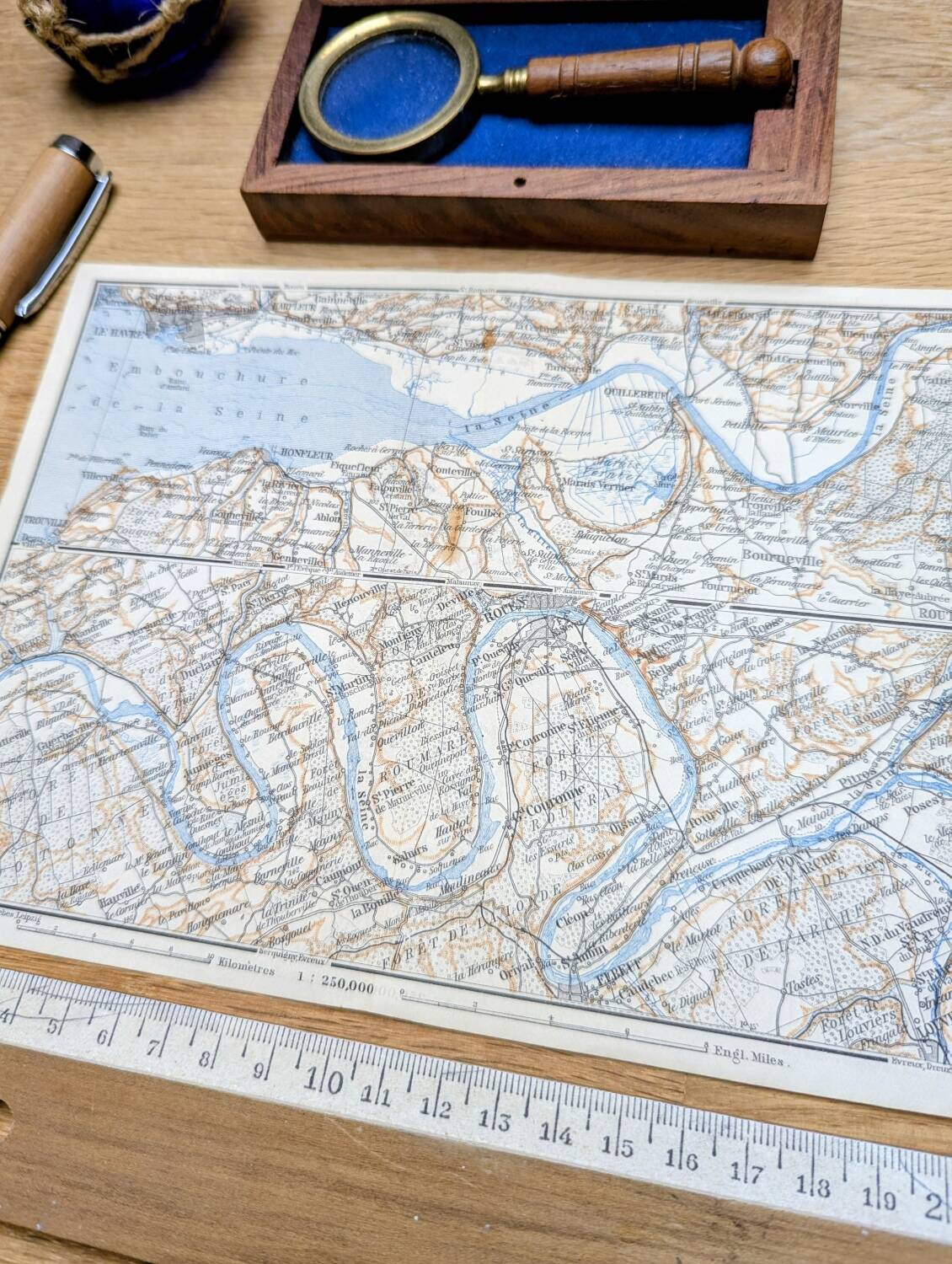 The Seine and its estuary, original map printed in 1902.