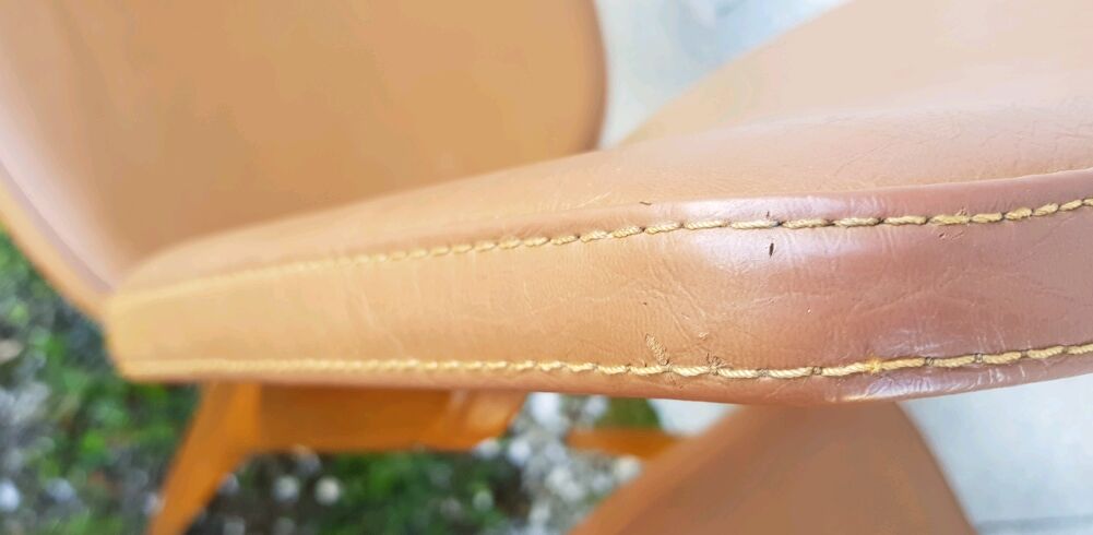 4 chairs wood and leatherette 60s