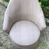 Fauteuil crapaud en toile vintage 1970
