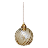 Vintage amber glass globe pendant light