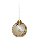 Vintage amber glass globe pendant light