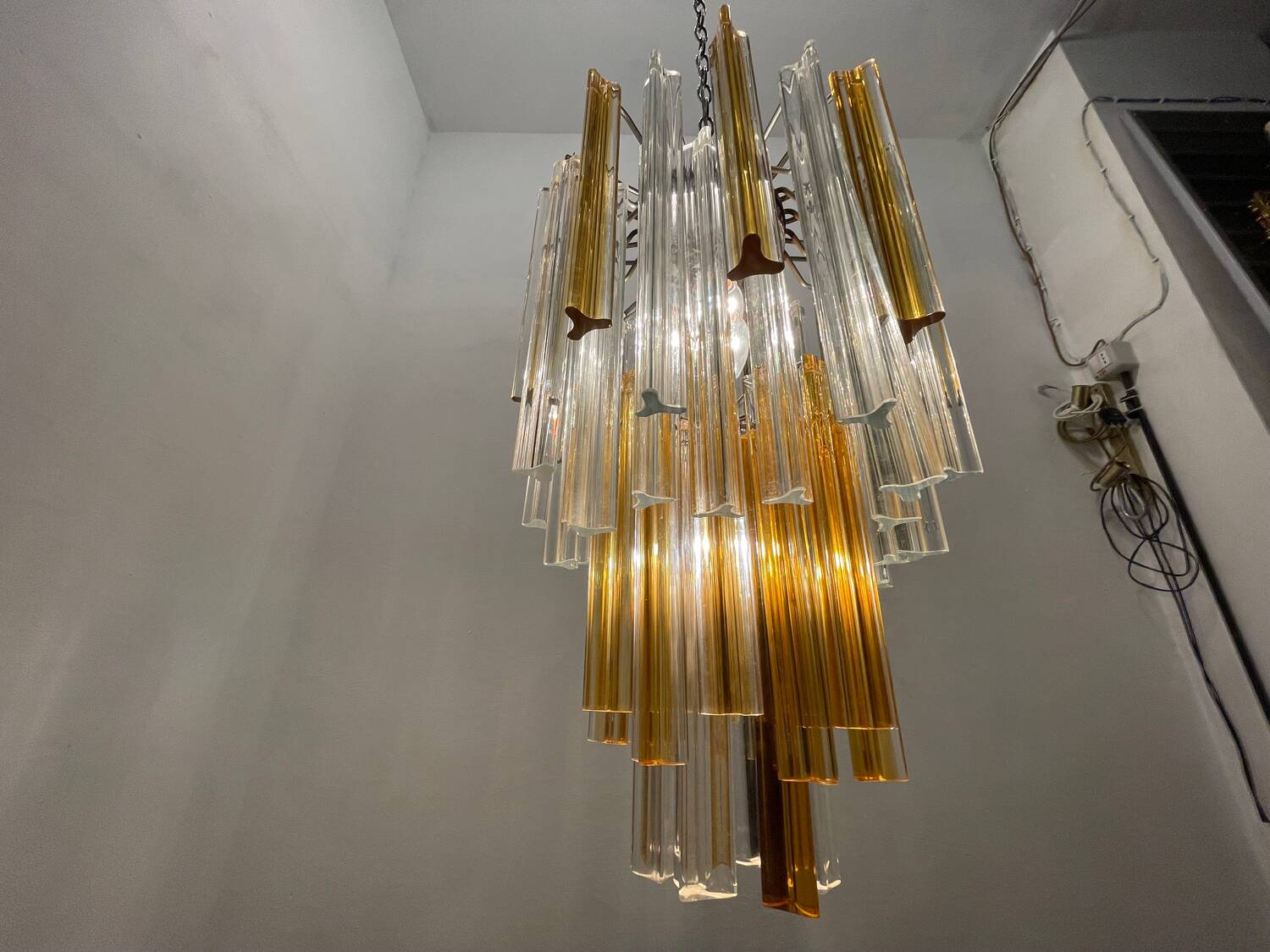 Italian Murano Glass Prism Trilobi Chandelier 1970’s