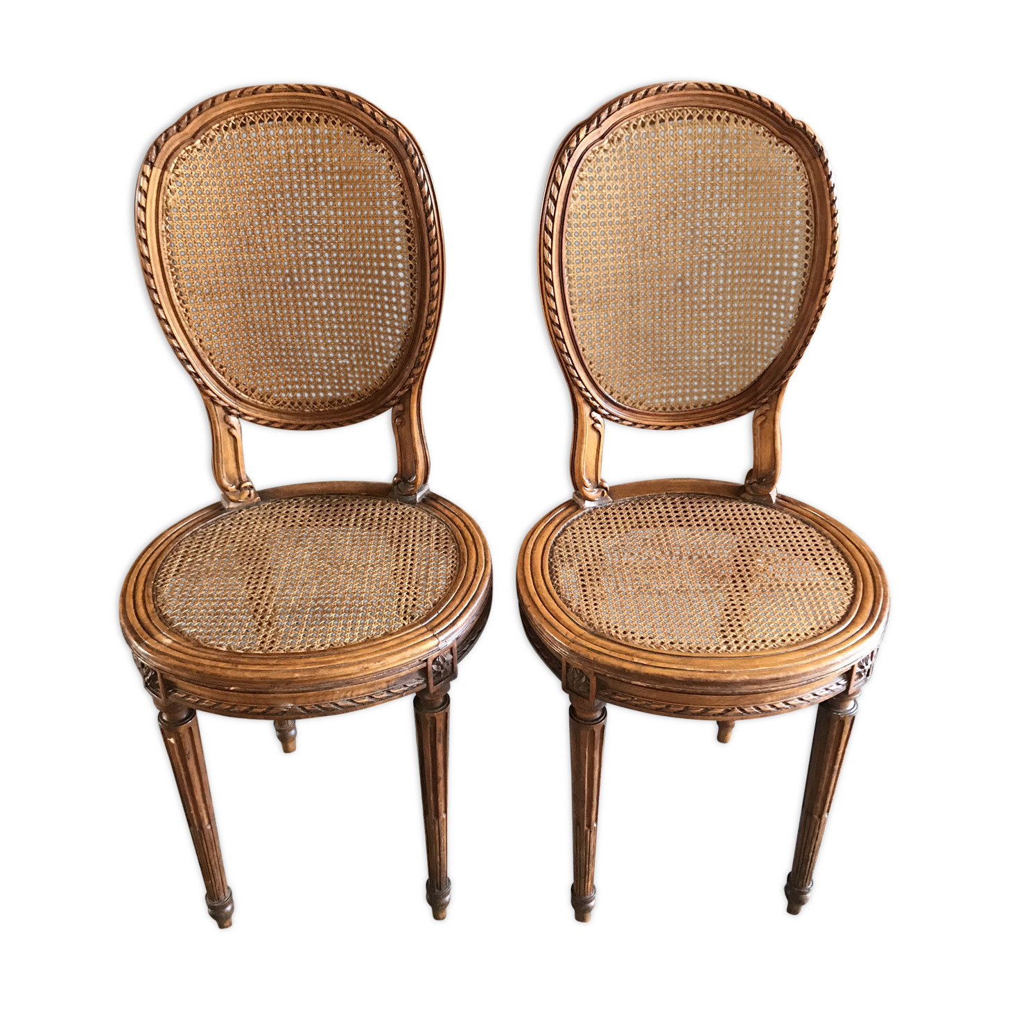 Duo of canned chairs