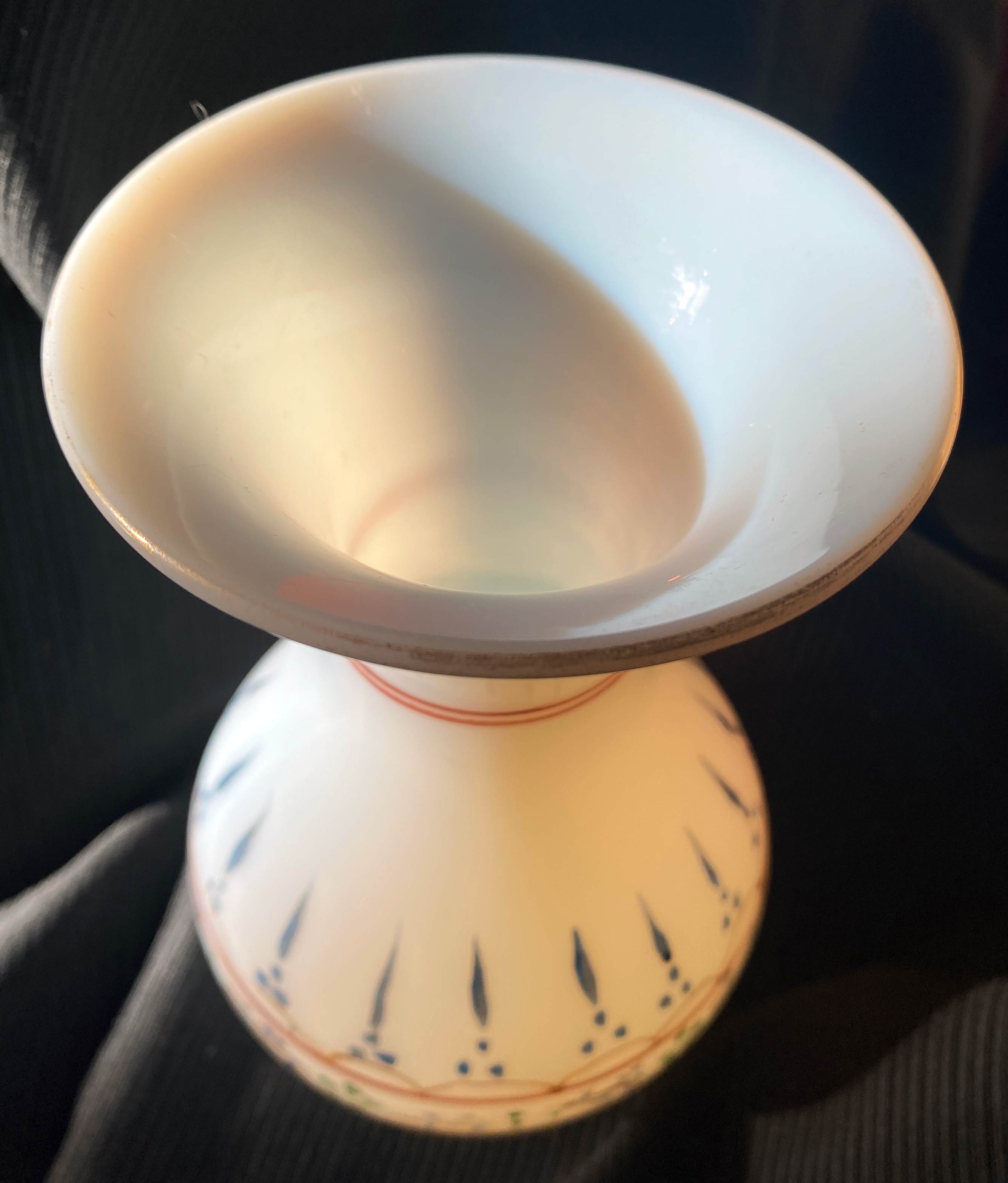 Baluster vase in opaline real enamelled decorations nineteenth century