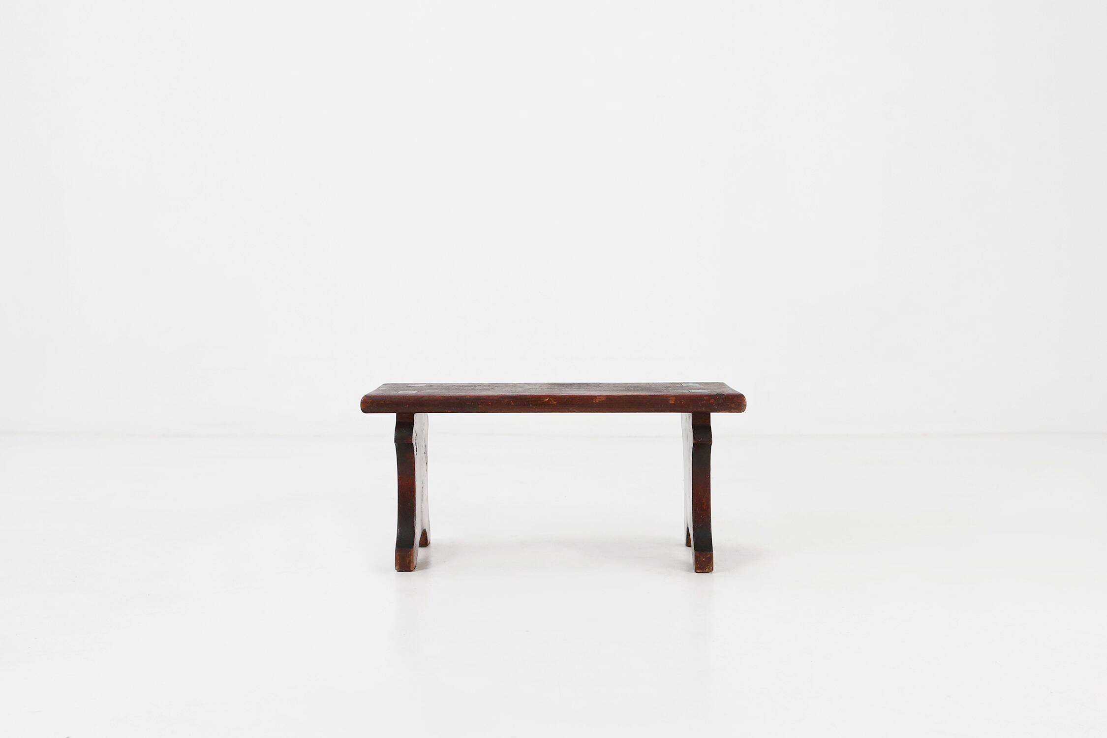 Rustic hand crafted wooden stool, France ca. 1880