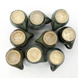 9 small denbac ceramic/flamed stoneware cups/glasses/mugs/liquor mugs • art deco • 1930