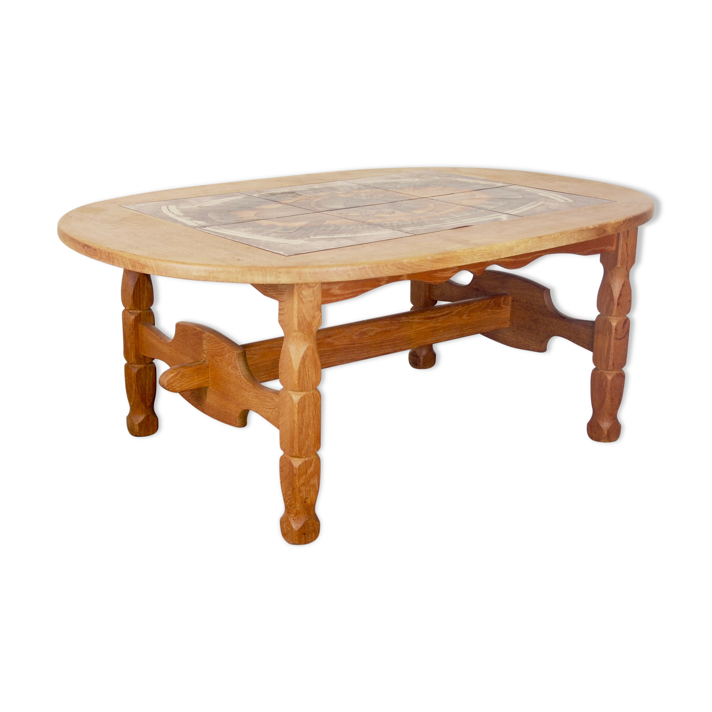 Gangso Scandinavian brutalen coffee table with Poul H. Poulsen Ceramic tiles