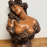 Terracotta sculpture Bust of Bacchus Grapes and vines in the style of