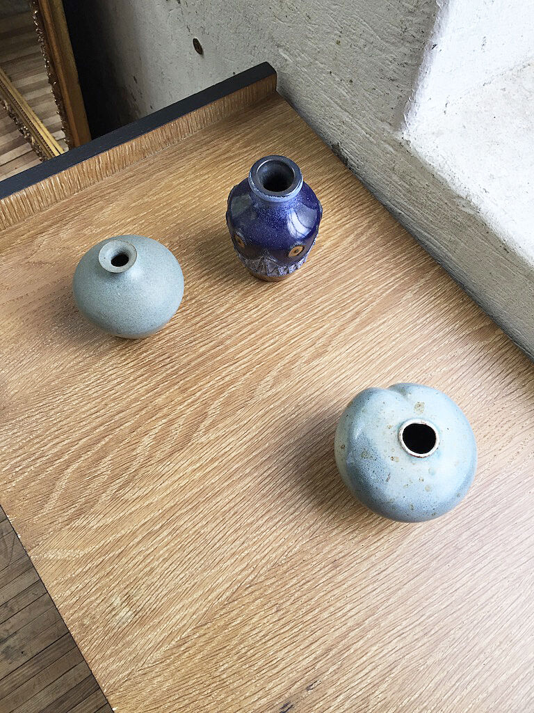 Vase artisanal céramique bleue