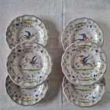 Lot de 6 assiettes en faïence française ou en céramique de Moustiers peinte