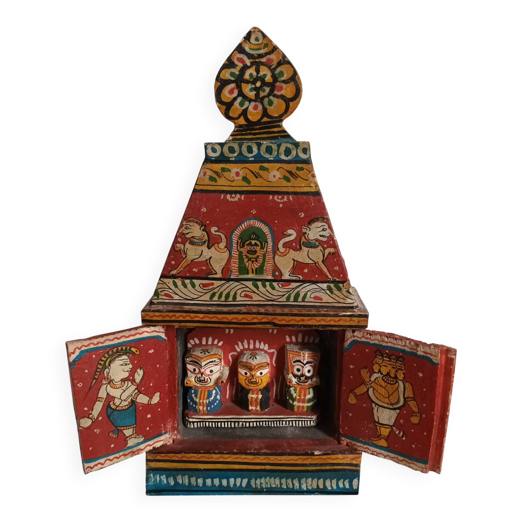 Temple indien en bois peint à la main