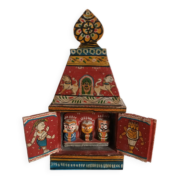 Indian temple made of hand-painted wood