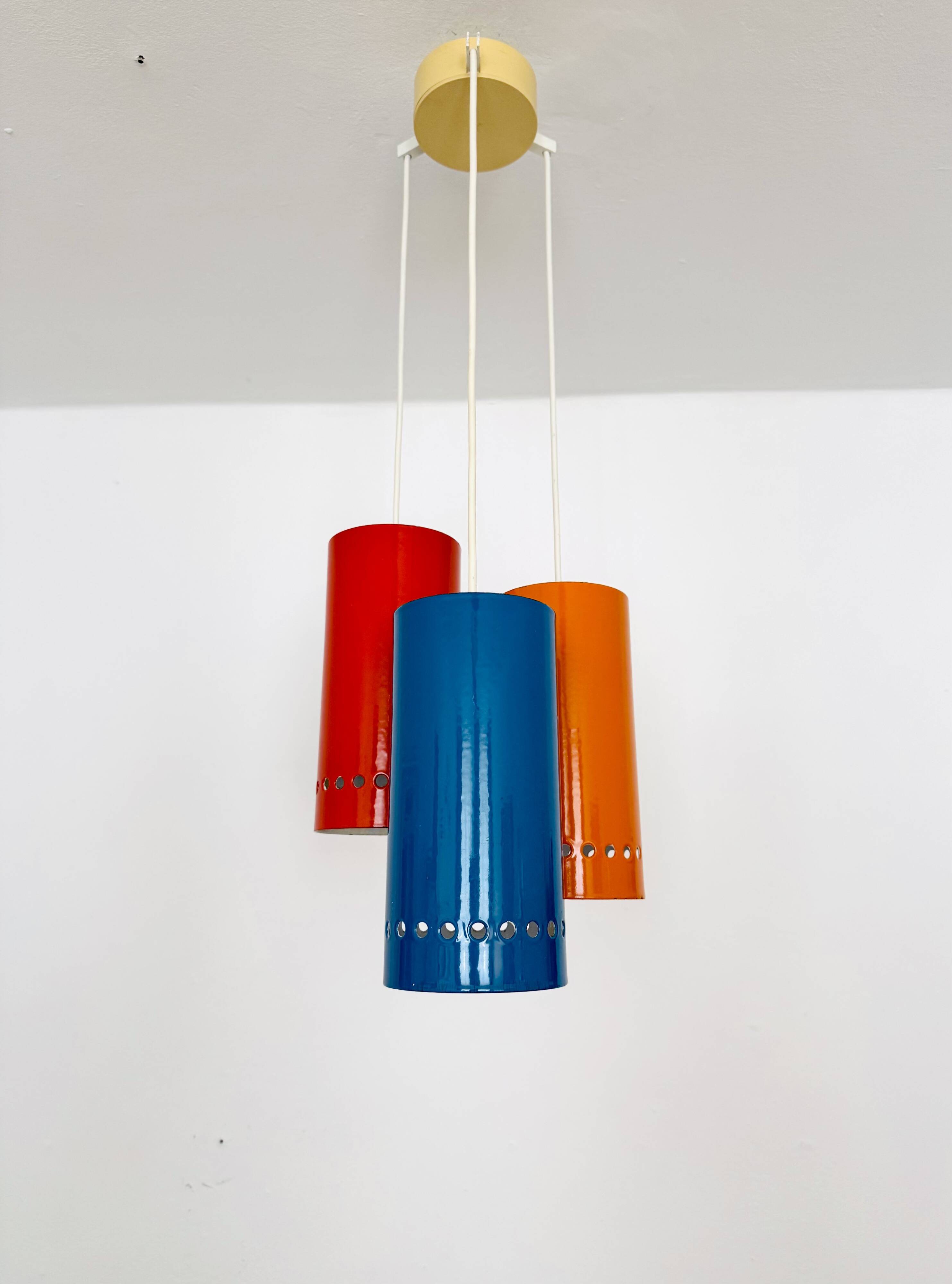 Unique Enameled Cascading Chandelier