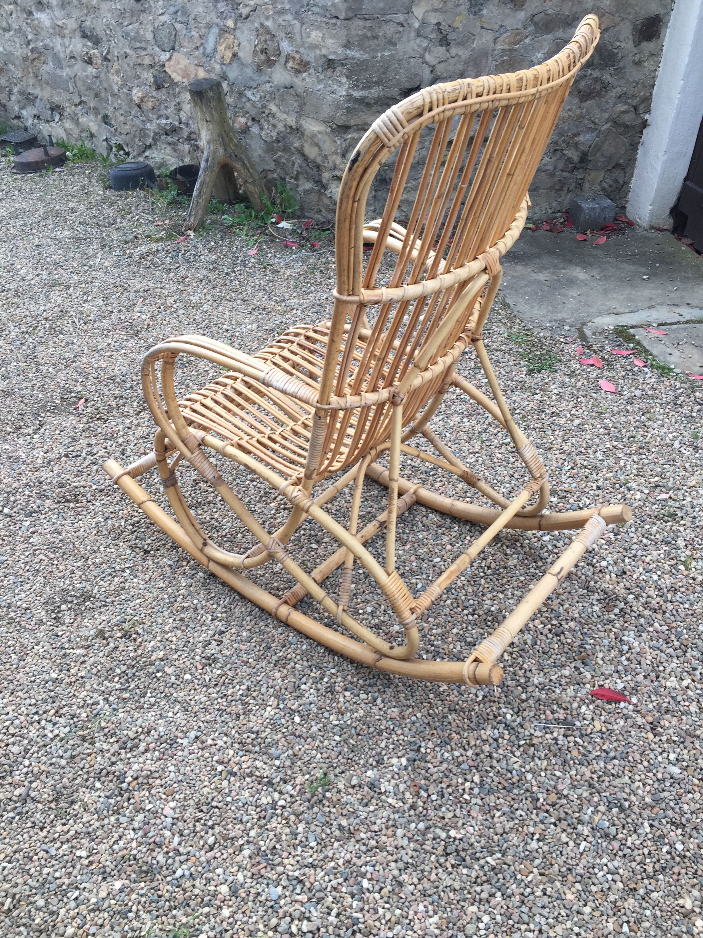 Rockingchair en rotin Selency