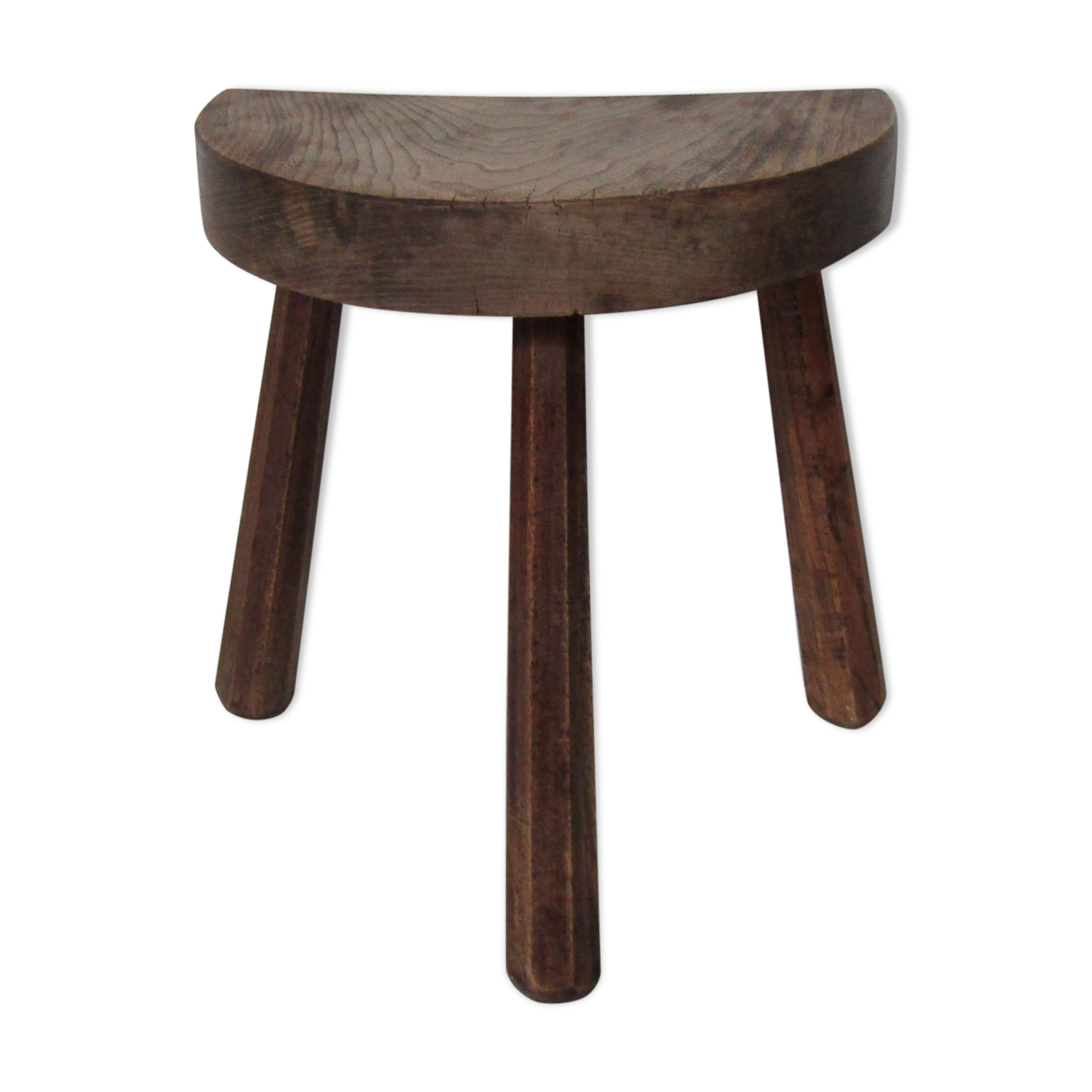 Old half-moon wooden tripod stool