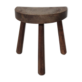 Old half-moon wooden tripod stool