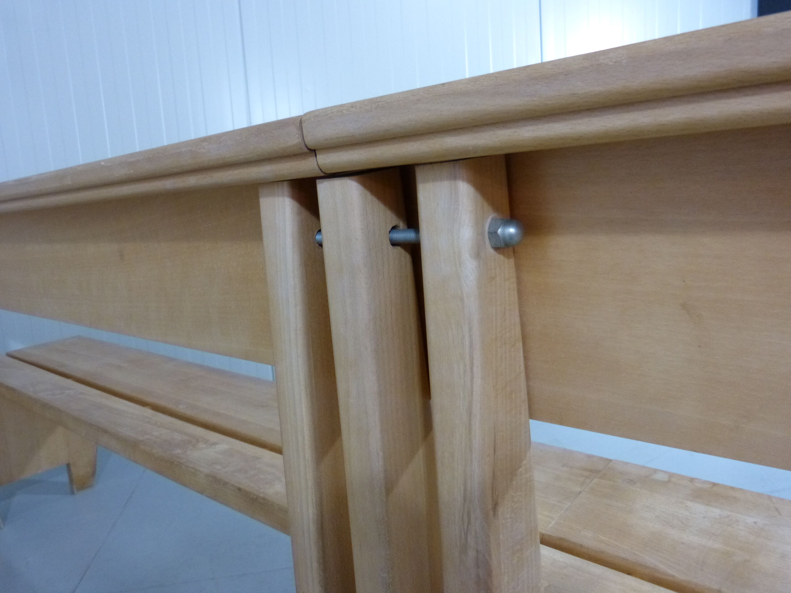 Modernist solid beech wooden pew 1960’s