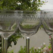 Lot de 5 verres à eau anciens en verre frise gravée.