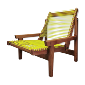 Wooden and scoubidou armchair