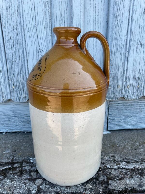 Ancienne bonbonne ou jarre anglaise en grès vernissé