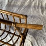 Vintage bamboo and rattan magazine rack