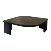 table basse italienne goutte en résine laquée marron / doré, Aldo Turo 1970