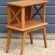 Crossed lattice bedside table veneered in oak