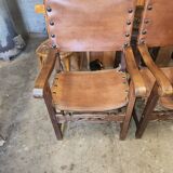 Pair of leather armchairs 19th century