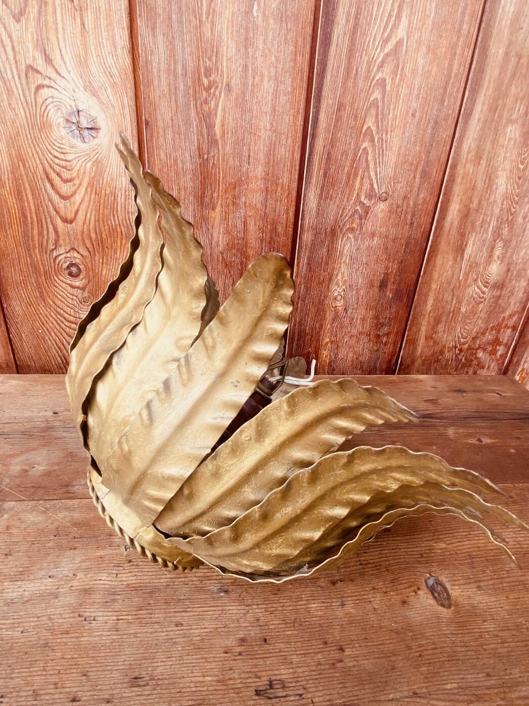 Vintage gold metal flower wall light or ceiling light.
