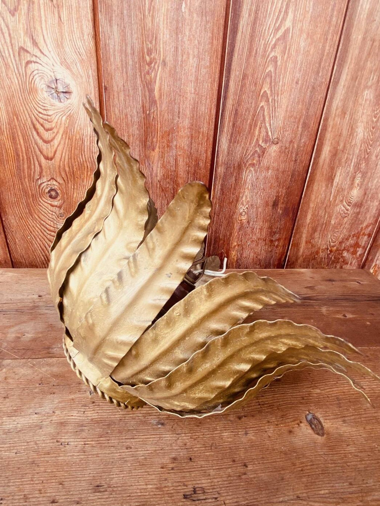 Vintage gold metal flower wall light or ceiling light.
