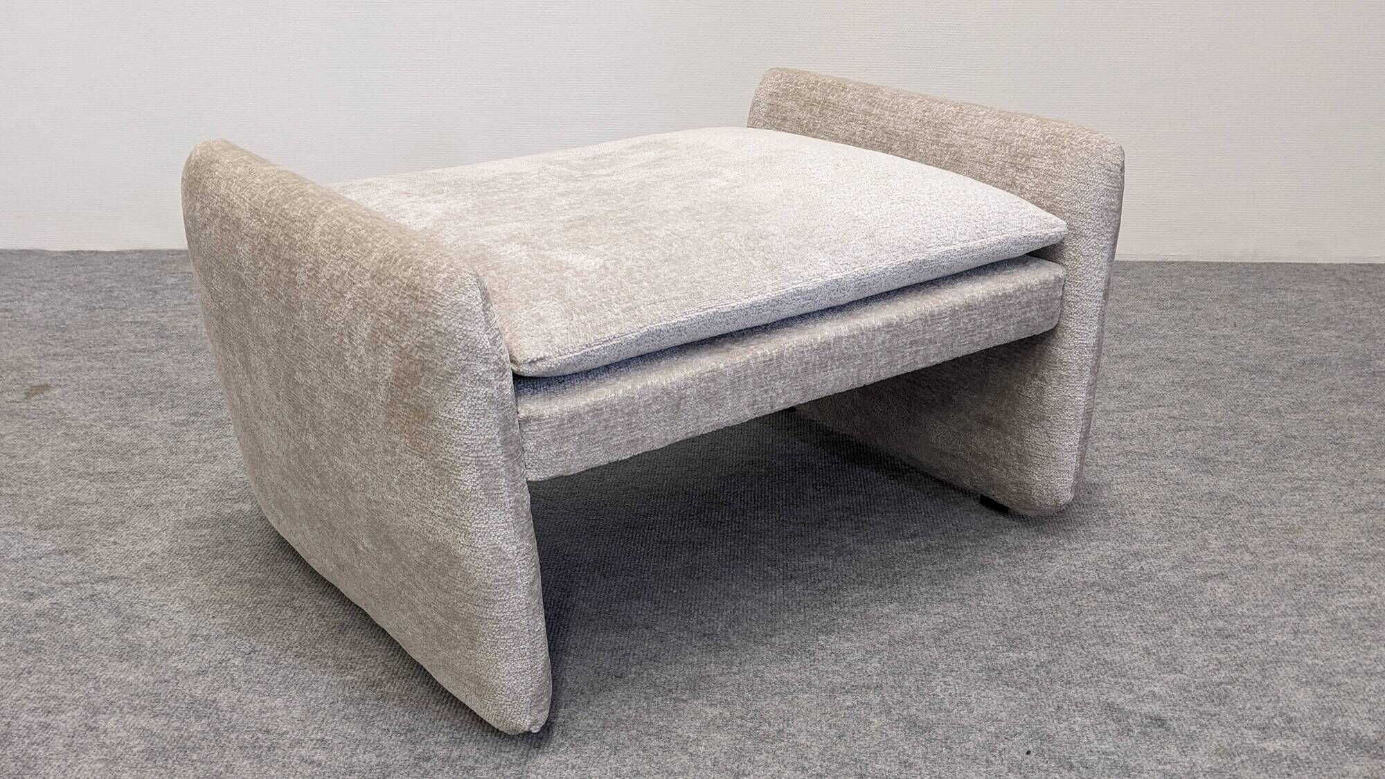 Velvet ottoman footstool by Steiner, France circa 1970