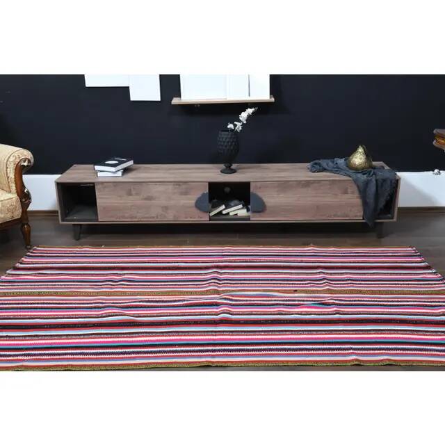 Tapis vintage turc Oushak fait main en laine et coton, années 1970
