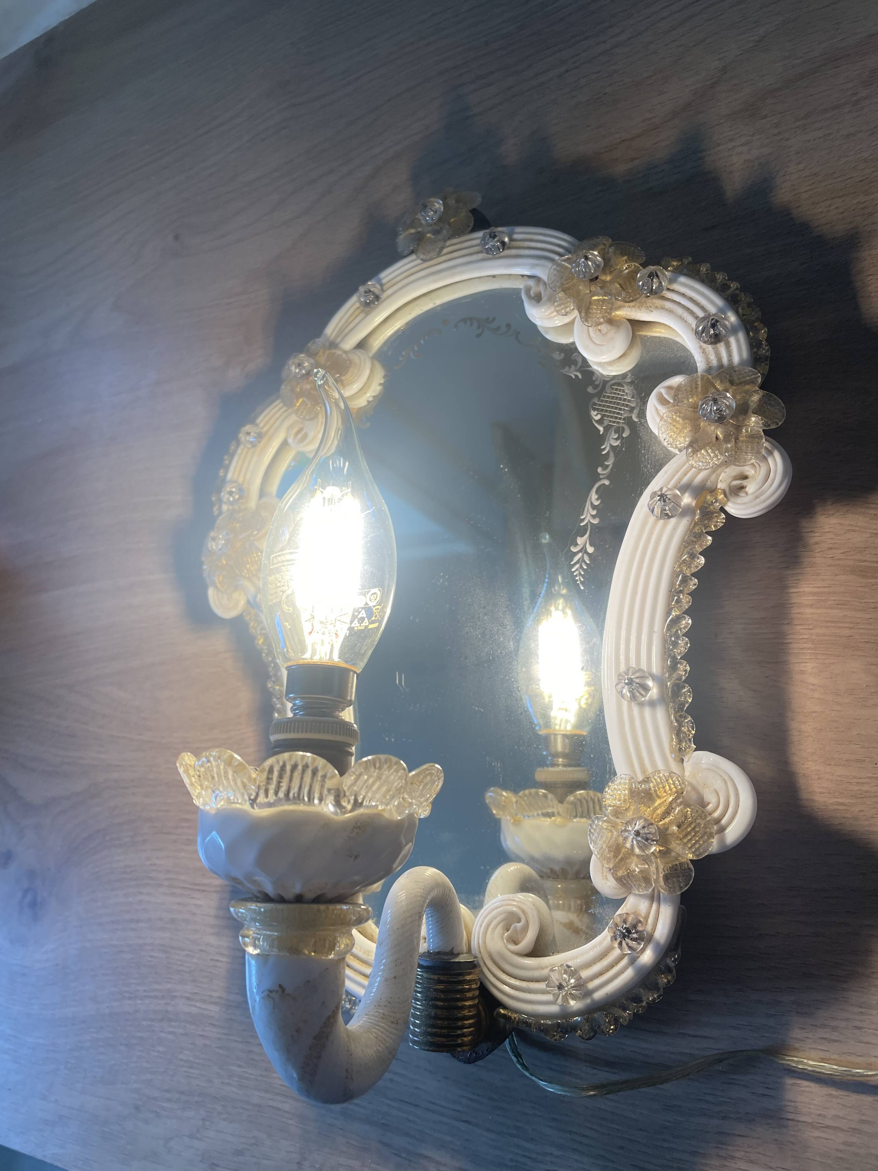 Murano glass mirror wall light