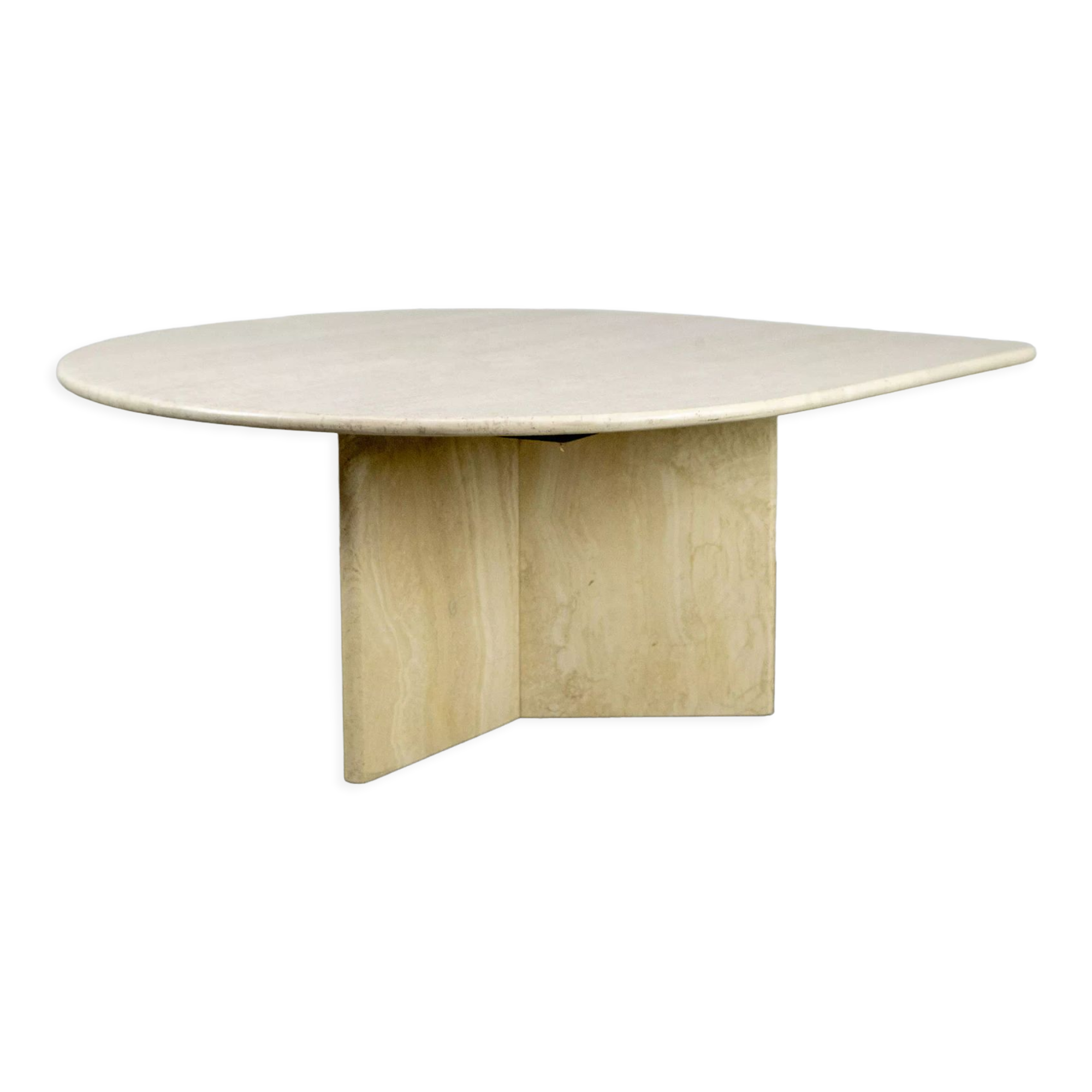 Table basse en forme de goutte en travertin, années 1990