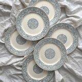 6 iron earthenware flat plates "Renaissance" Creil et Montereau
