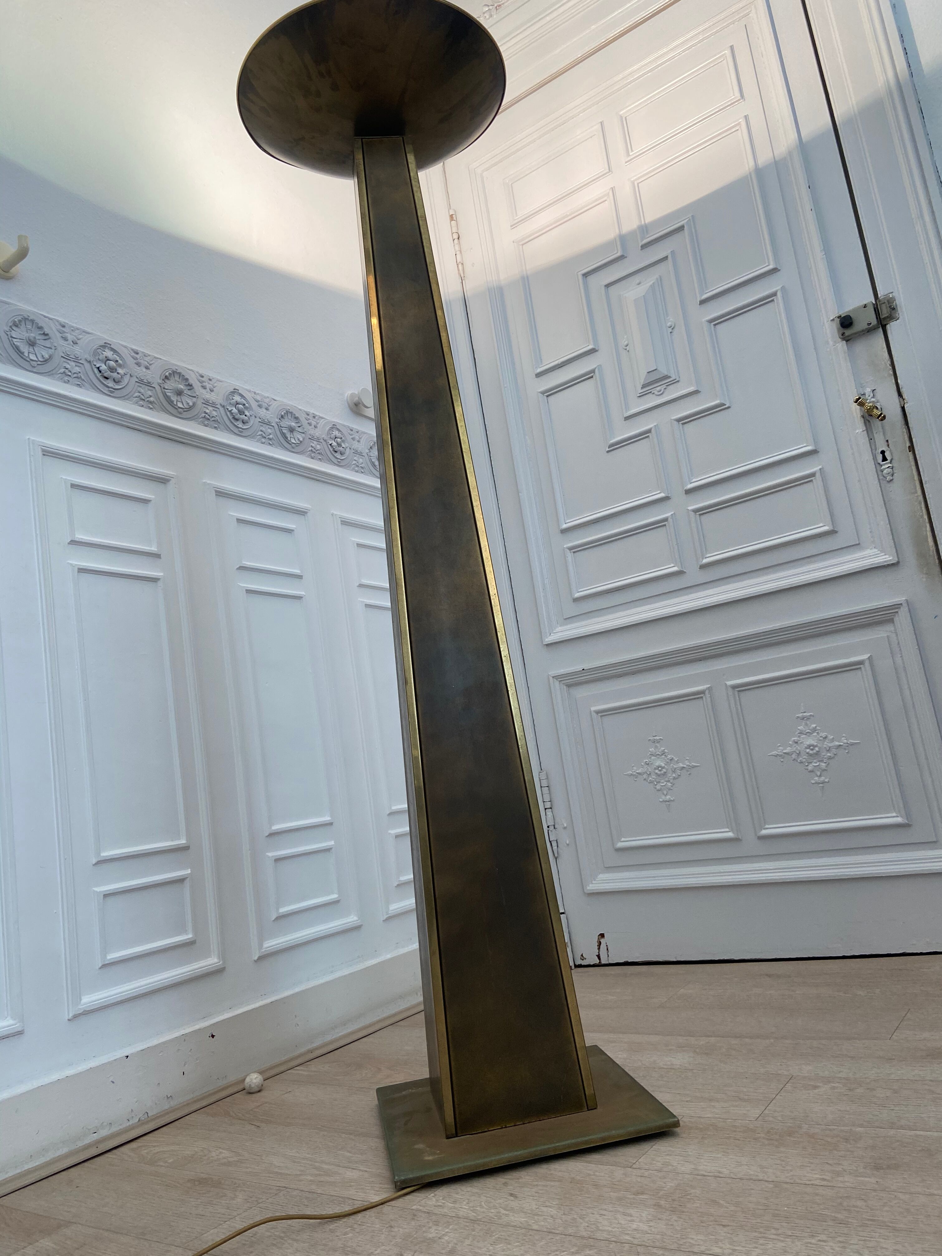 Coppery and gilded floor lamp, Belgo Chrom