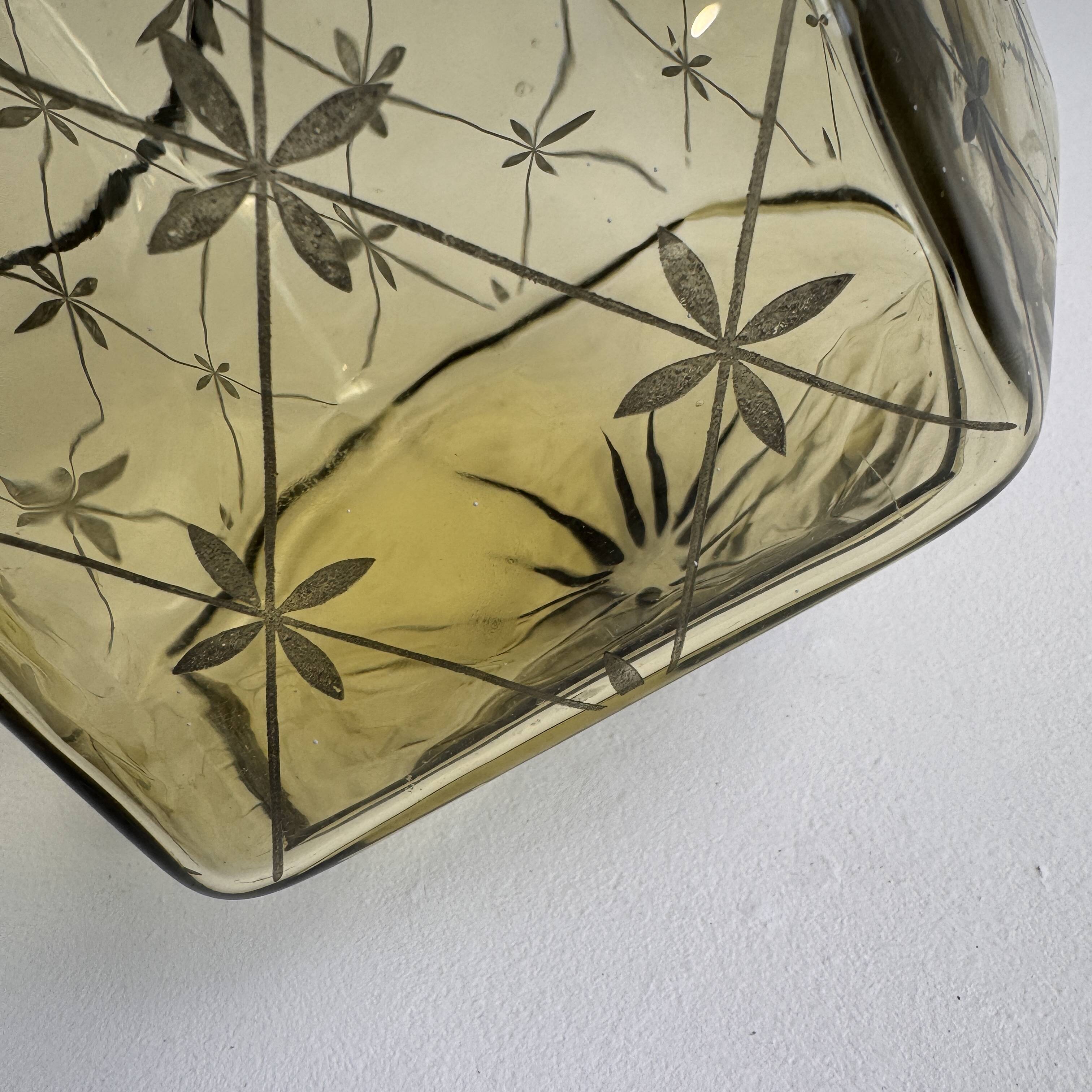 Antique art deco suspension in stained glass