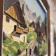 Oil on carved panel in relief, Alpine chalet