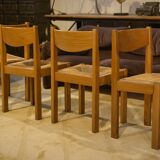 Set of 4 elm chairs Maison Regain 1960s