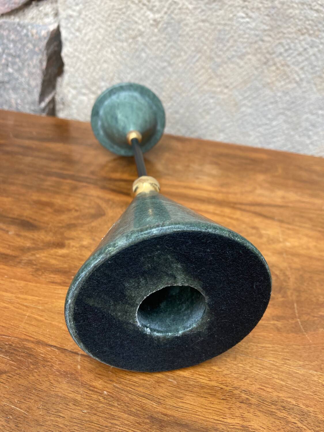 80s marble and brass candle holder