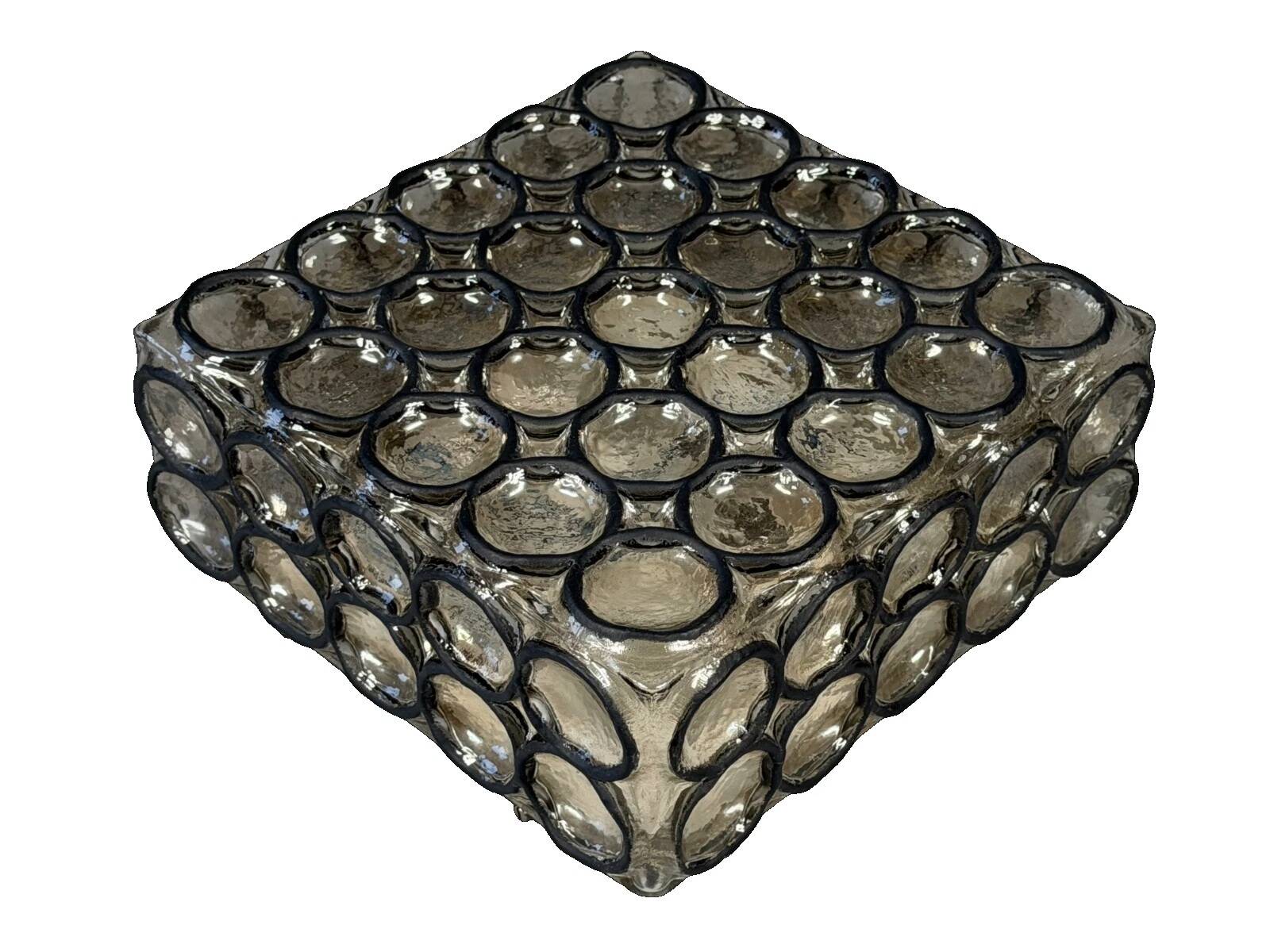 60s 70s Ceiling Lamp Plafoniere Glashütte Limburg Germany Glass & Metal