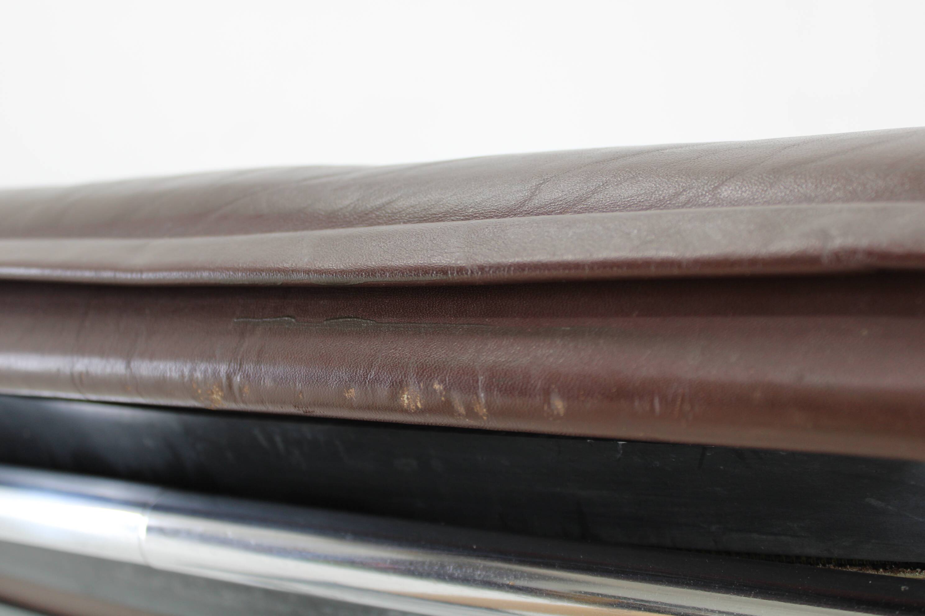 1950s Pair of Tubular Armchairs in Leather, Czechoslovakia