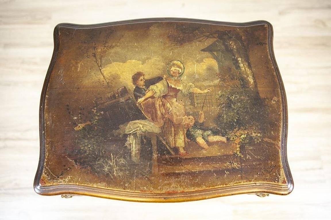 Mahogany Sewing Table with Brass Details, 1890s