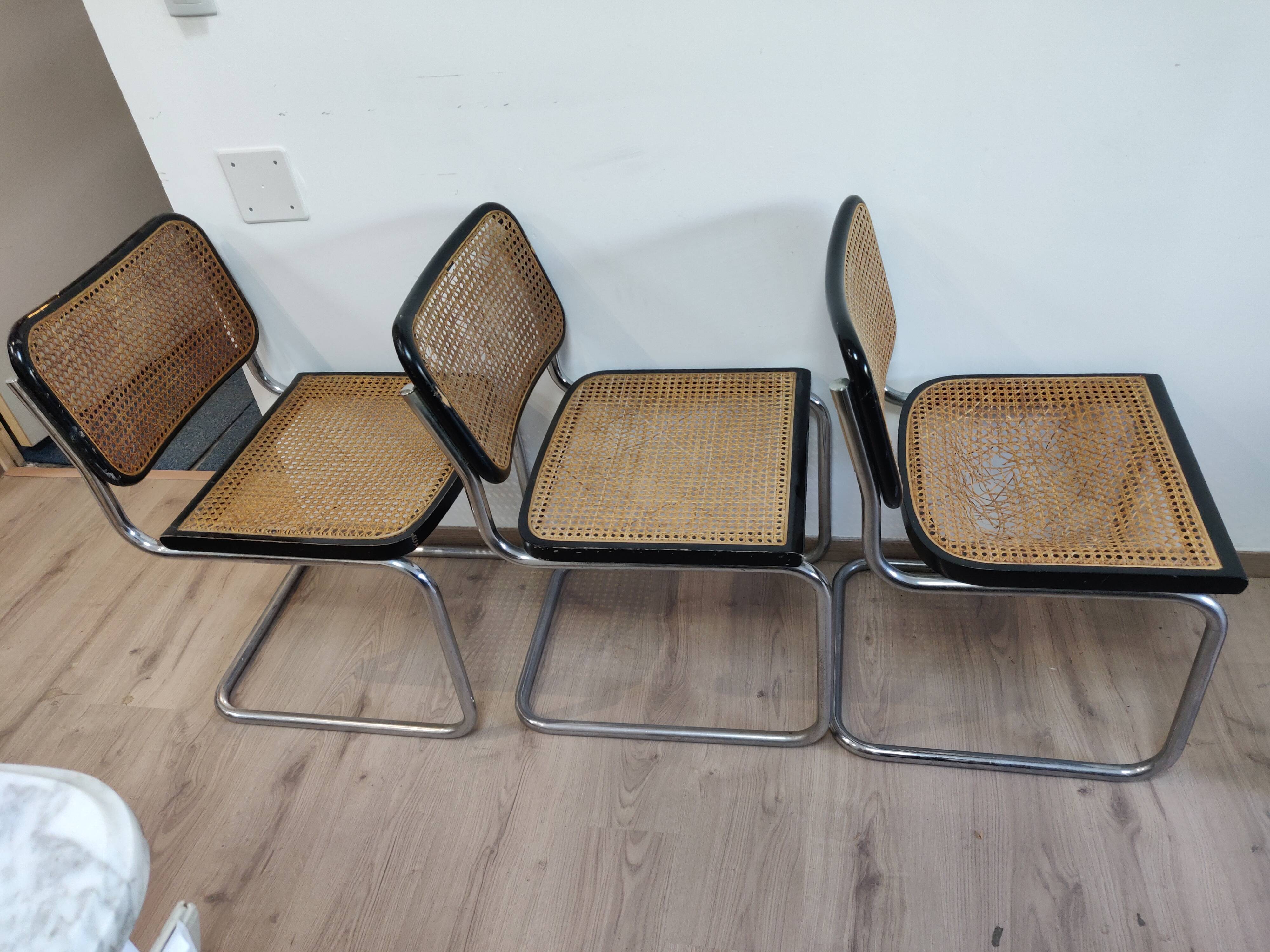 Trio de chaises par marcel breuer modele b 32