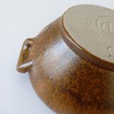 Brown Digoin stoneware bowl with handles