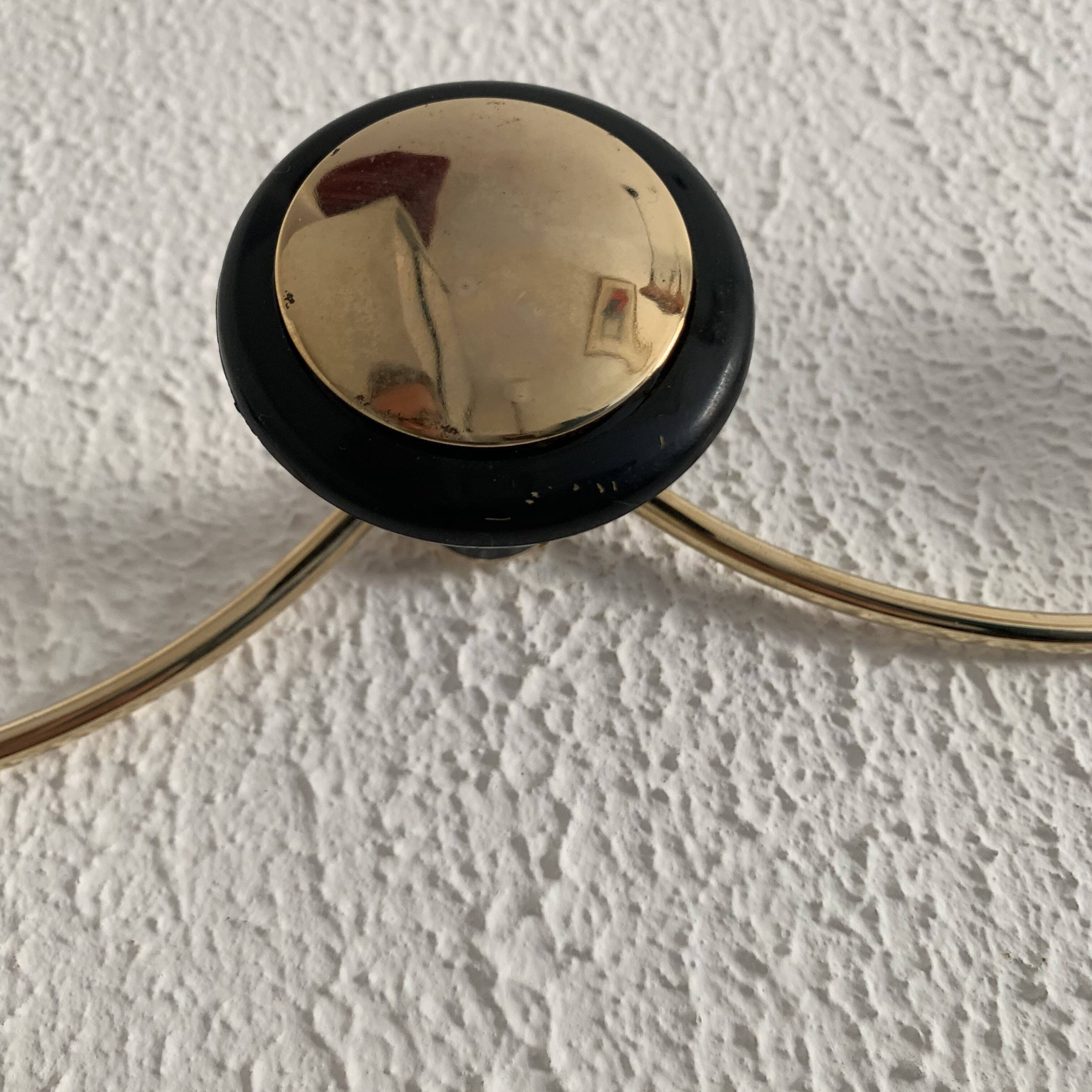 Portemanteau vintage 1960 doré or noir 3 patères état neuf - 45 x 7 cm