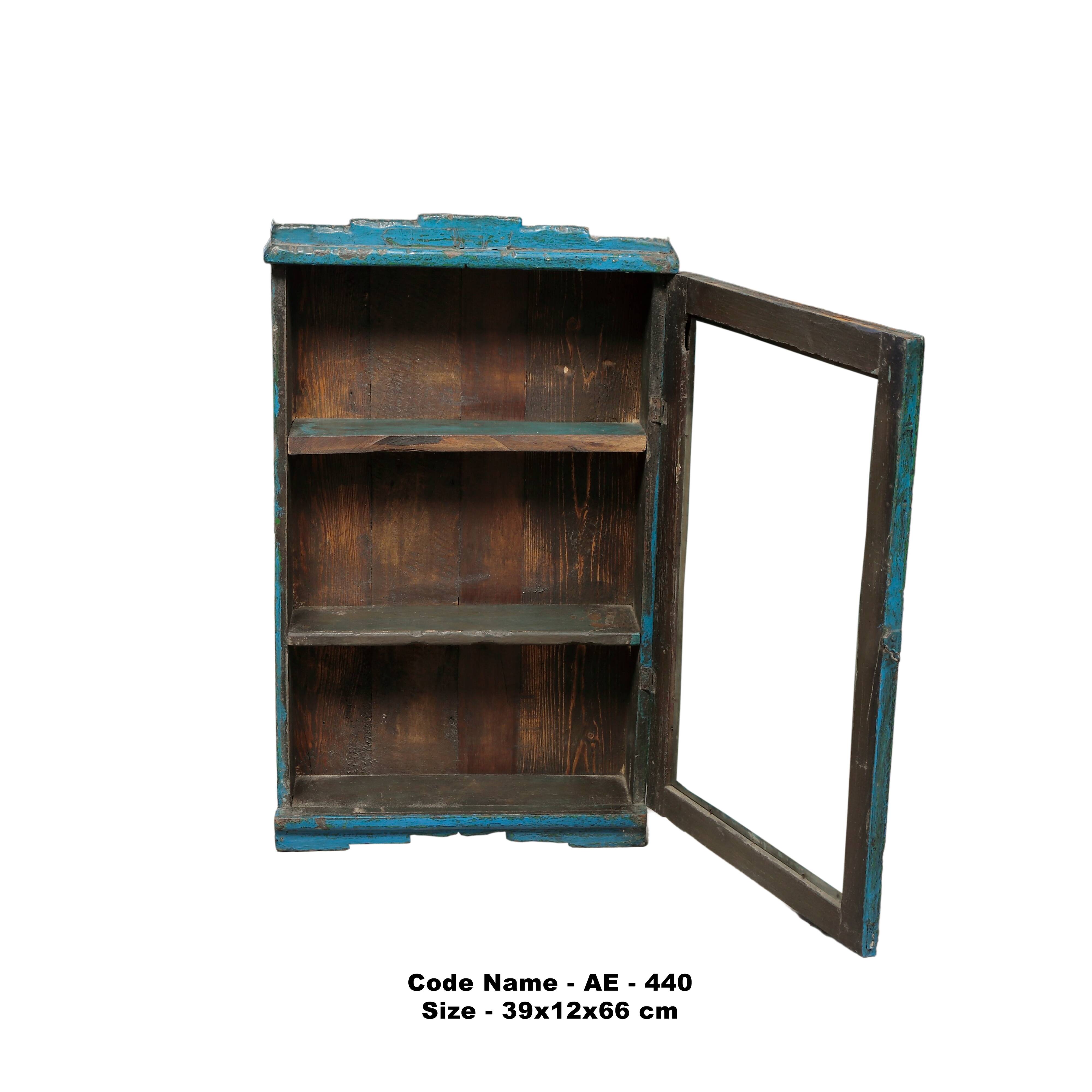 Vitrine en teck ancien (patine bleue)
