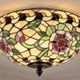 Large Tiffany-style stained glass lampshade with floral design – Ø 50 cm